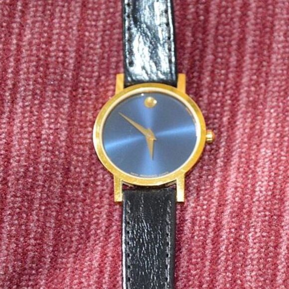 Vintage Movado Women’s Museum Classic Blue Dial Watch with Leather Strap - Picture 6 of 7